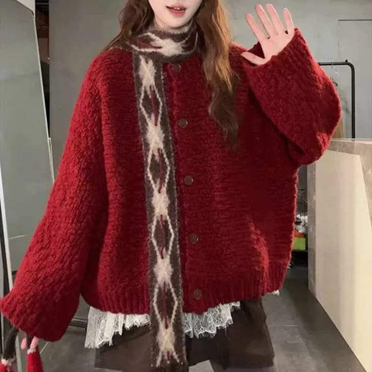 【圣诞礼遇】毛衣2026年秋冬加厚慵懒风复古高织高密极简风毛衣开衫