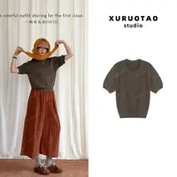 XURUOTAO【绿洲】羊毛百搭设计感显瘦修身内搭橄榄绿色上衣 T5684