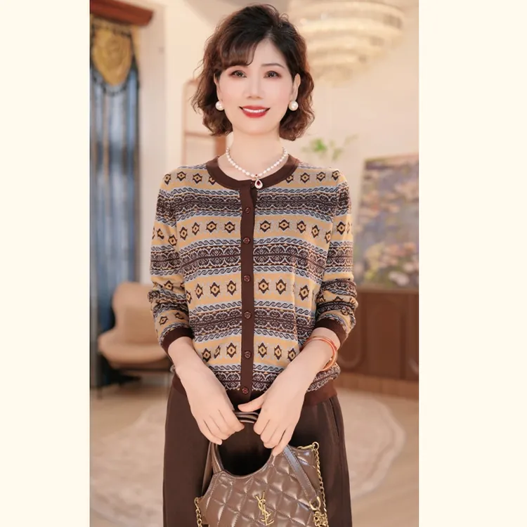 【秋】年轻妈妈秋时尚洋气2025新款洋气中老年针织上衣服套装