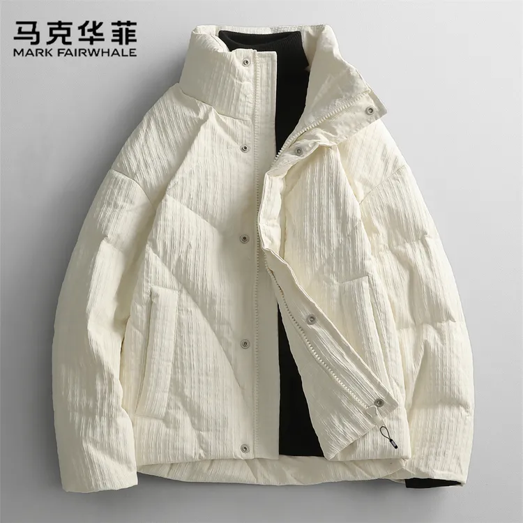 马克华菲时尚男士羽绒服2025冬季御寒保暖立领纹理感厚款男士外套
