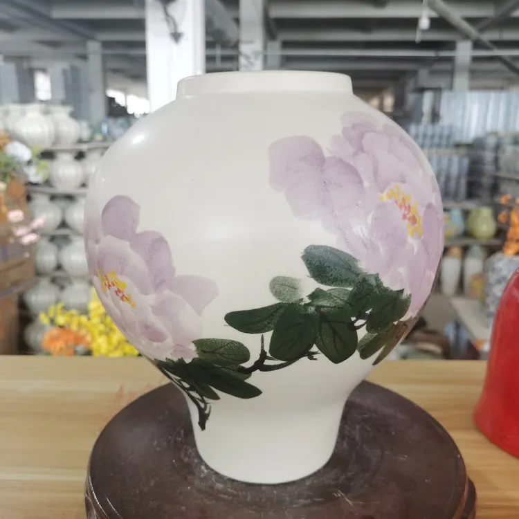 景德镇手绘陶瓷花器适合插干花水养鲜花用于客厅餐桌装饰