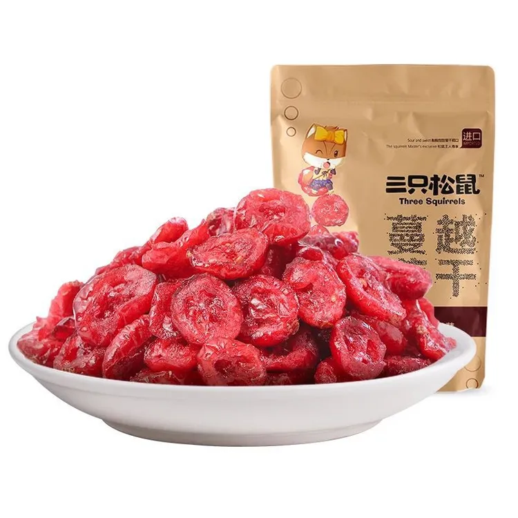 三只松鼠蔓越莓干100gx3袋即食水果干蜜饯果脯蔓越莓切片休闲果干