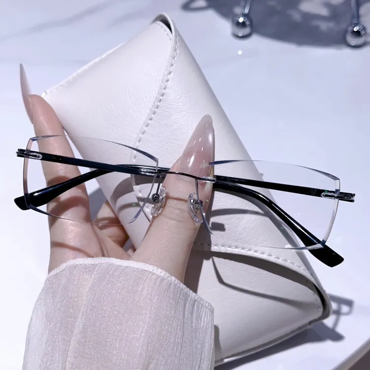 超轻纯钛无框近视眼镜舒适无压迫感男款男女通用变色近视镜切边商品图