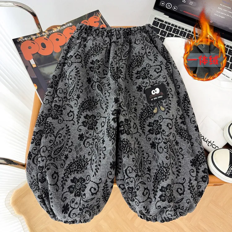 男童长裤秋冬款一体绒保暖裤儿童加绒裤子2025新款宝宝休闲外穿裤