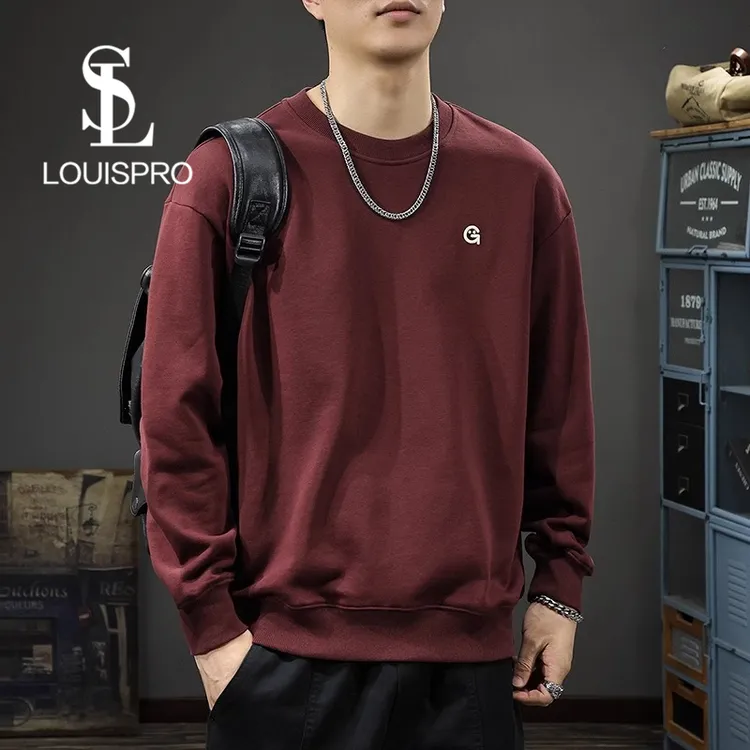 Louispro2025春秋新款红色本命年圆领卫衣男士宽松过年新年男装