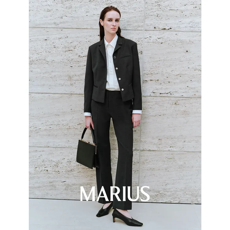 MARIUS"铅笔套"莱卡羊毛ROW风经典现代摩登小翻领短西装/长裤