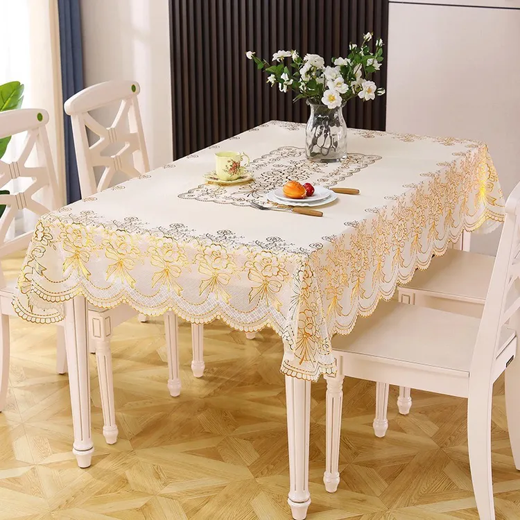 升级加厚烫金方形长方形桌布防水防尘不防油免洗适用于茶几餐桌