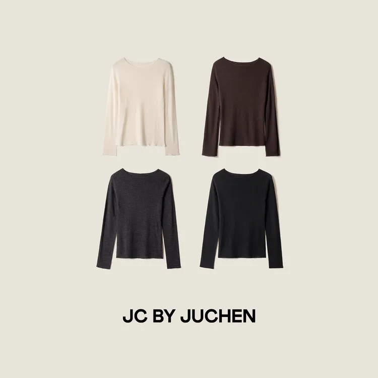 纤体温控衫提花肌理醋酸羊毛卷边船领显瘦长袖针织 FW108004-166