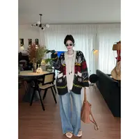 韩系网感孟子义徐璐同款费尔岛幻彩拉毛软糯慵懒风松弛感针织外套