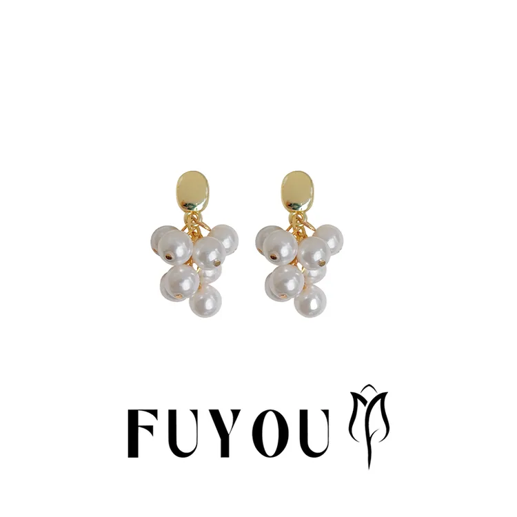 FUYOU妮豪【气质手作】2025火爆新款高级感手作玻璃葡萄串耳钉925银针