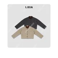 LIXIA【巴恩】复古工装风内里水貂毛皮袖子鹅绒填充派克服-D9876