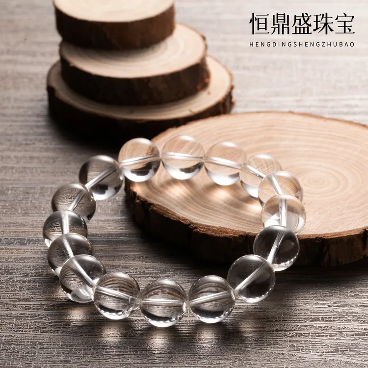 【灵佑白晶】天然白水晶手链透明单圈手串男女通用情侣款时尚配饰