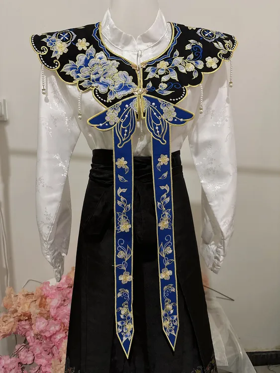 【锦蓝】新款汉服百搭云肩配饰国风原创重工中式精美刺绣假领披肩