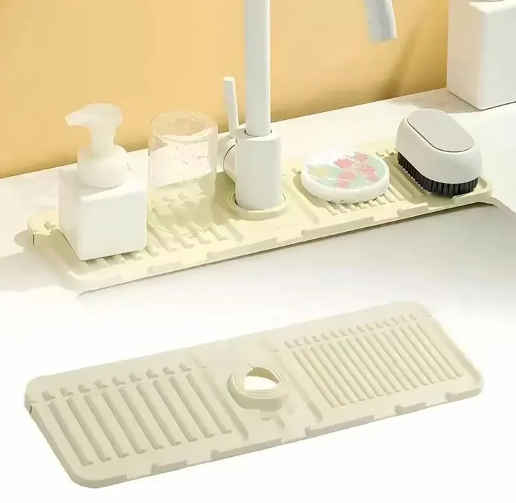 【十一福利】可裁剪折叠洗手台水龙头沥水垫防水防溅水池槽挡水板