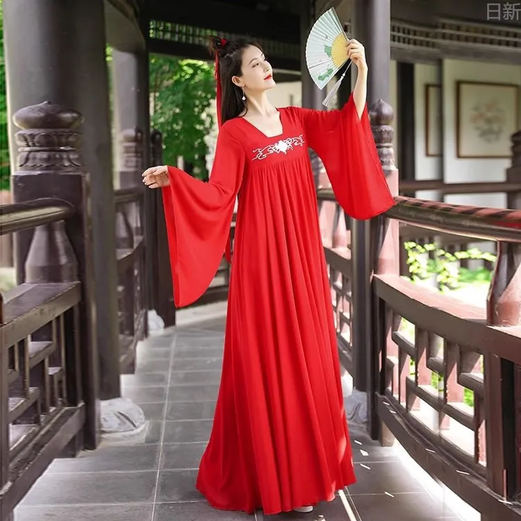 新中式国风改良汉服女日常汉元广袖齐胸襦裙仙气飘逸古风连衣裙