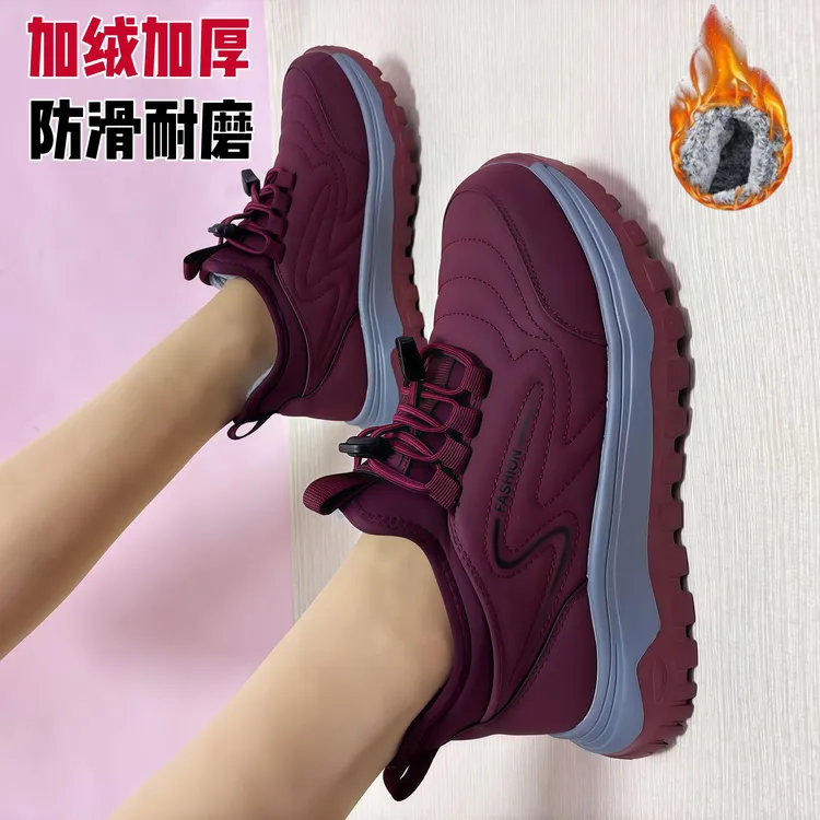 老北京冬季棉鞋防水防滑软底轻便舒适加绒保暖妈妈休闲软底健步鞋