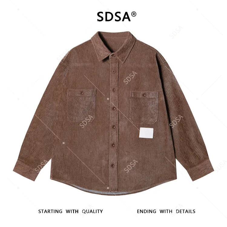 SDSA男士秋冬新款痞帅男装美式复古扎染纽扣翻领长袖衬衫百搭宽松