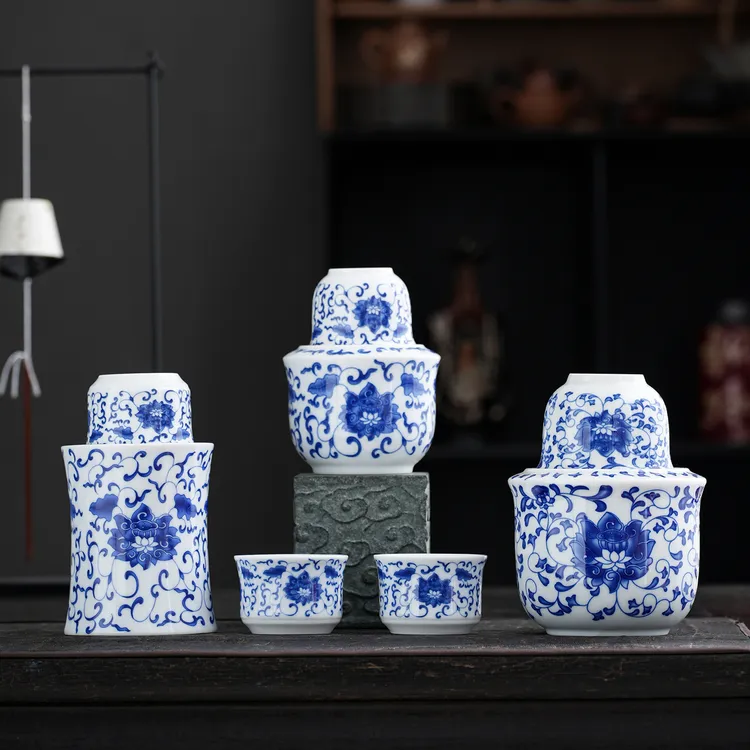 青花温酒器陶瓷温酒壶家用烫酒热酒壶黄酒白酒清酒杯酒具套装