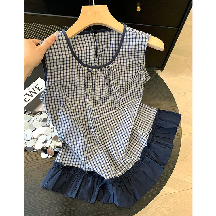 韩系复古格子无袖背心女士2025夏季新款小众洋气百搭衬衫减龄上衣