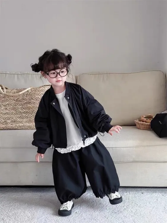 韩国男女童休闲长袖风衣外套2025春秋新品宝宝百搭防风夹克衫上衣