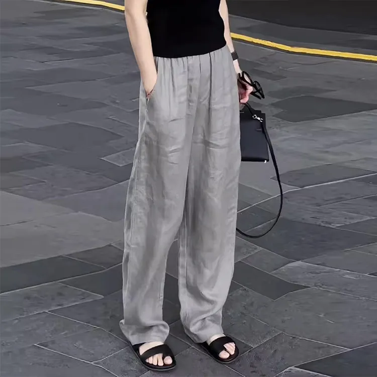 欧货韩版垂感阔腿裤女2025夏季薄款大码胖mm小个子宽松显瘦直筒裤