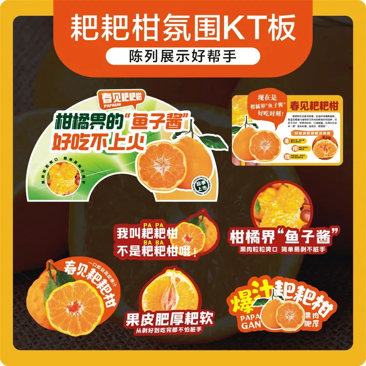 水果店春见耙耙柑氛围造型展示告示陈列水果KT板PVC板