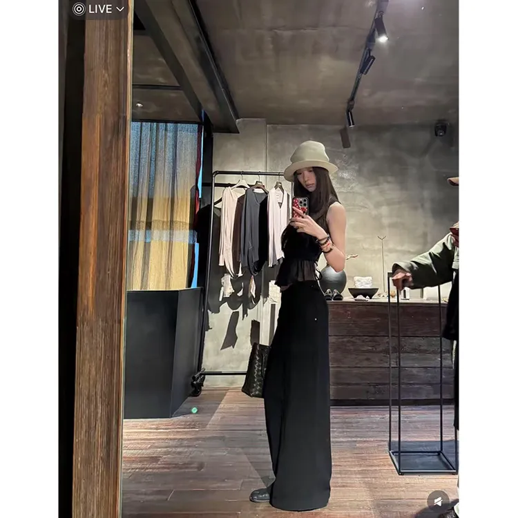 2025春季新款法式优雅设计感露背无袖上衣女配高腰显瘦休闲长裤