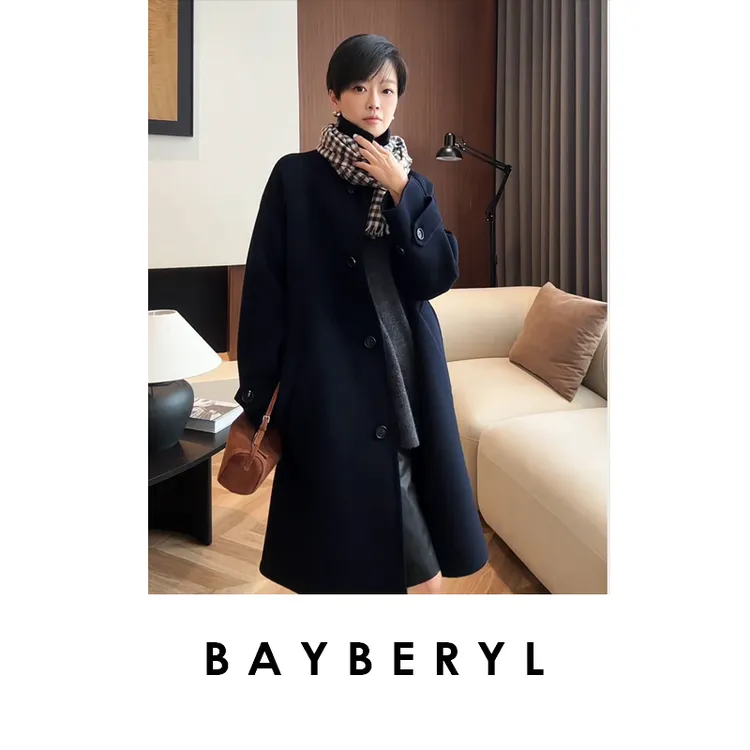 FF-BAYBERYL老贝静谧诗学*经典雅致翻领插肩袖毛呢大衣MF5E2651