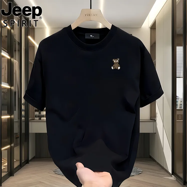 JEEP吉普潮流男士T恤新款夏季纯棉百搭美式复古圆领宽松休闲半袖