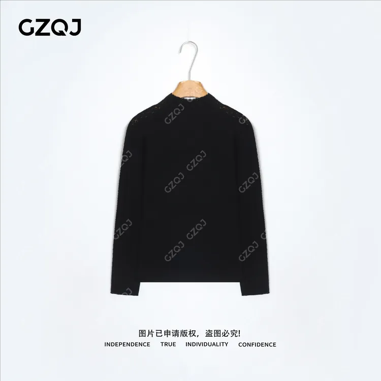 老琴私服【暗影织月】100超细美丽诺羊毛气质钩花镂空针织衫女26011