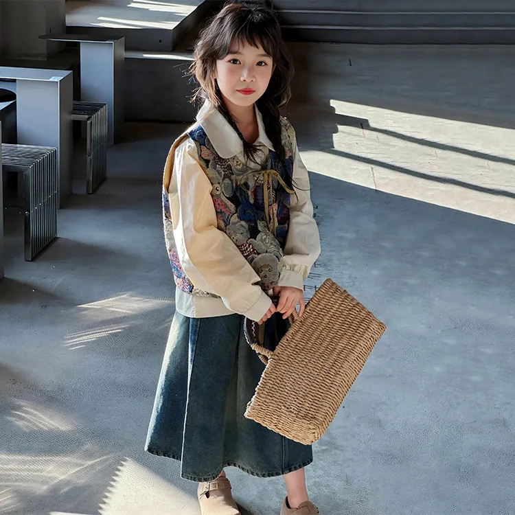 简约潮牌店铺儿童服装2025年款衣服女童装秋装套装6-12岁高级感15