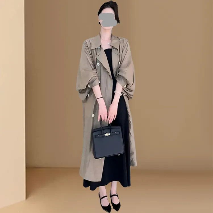 简约设计感轻薄防晒风衣女2025夏季新款松弛感罩衫宽松中长款外套