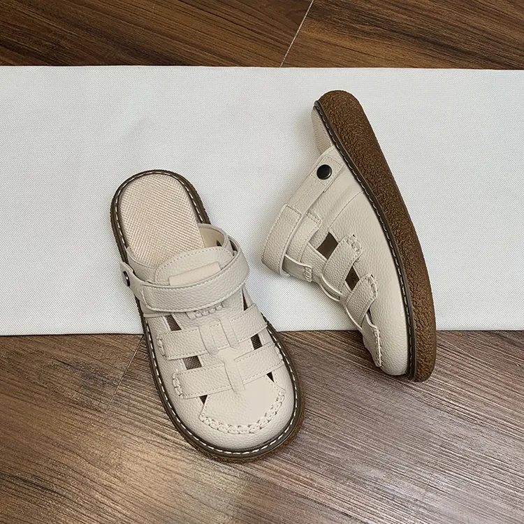 包头凉鞋女款2025年新款夏季外穿洞洞鞋两穿厚底半拖鞋沙滩罗马鞋