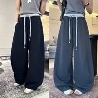 高腰显瘦百搭韩版宽松抽绳阔腿休闲裤