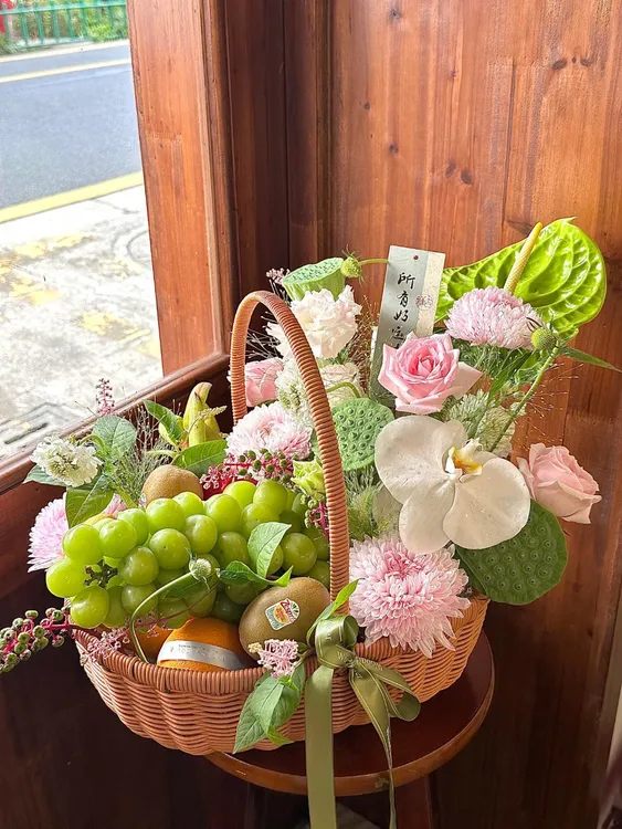 仿藤水果插花花篮水果篮