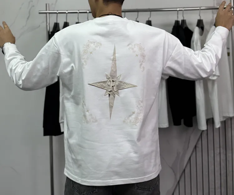 轻奢十字星印花春秋季男士百搭潮流长袖