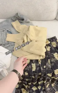 米蓝家名殿！巨好看～春秋夏季枫叶黄v领长袖开衫5519