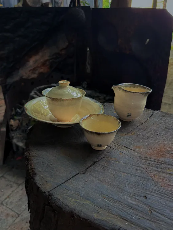 阿馨手作 复古开片陶瓷杯 复古开片盖碗公道杯壶承主人杯可养茶线