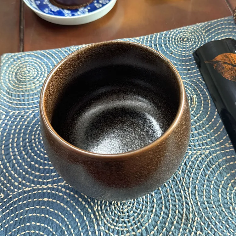 高端茶洗窑变陶建水盂复古茶道摆件茶渣缸废水桶