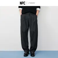 NPC潮牌100%绵羊毛暗纹棋盘格休闲弯刀裤立体剪裁男垂感NP57TR51