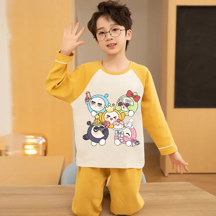 睡衣男童青少年春秋2025新款蛋仔派对长袖纯棉家居服套装男孩秋装