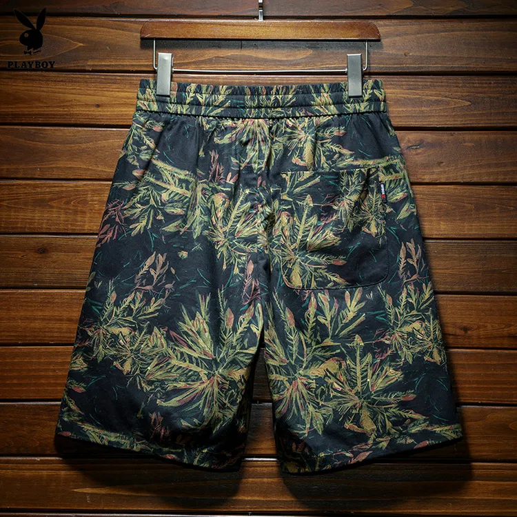 花花公子沙滩裤男五分裤夏季薄款冰丝短裤居家穿速干可下水泳裤花