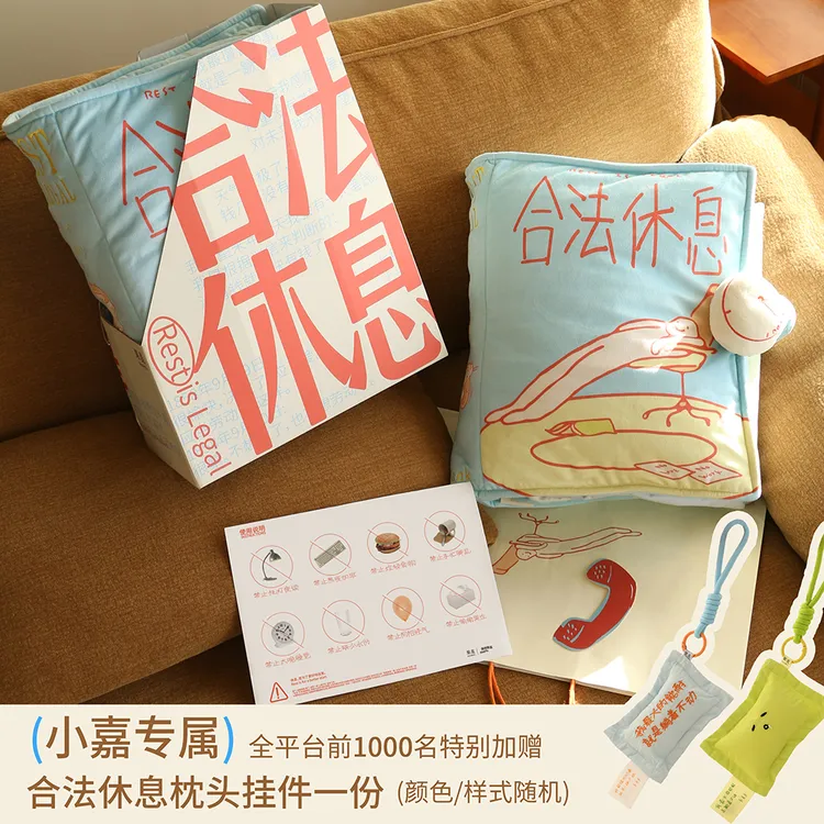 合法休息书本抱枕礼盒 动漫周边 创意毛绒靠枕 办公室午睡枕