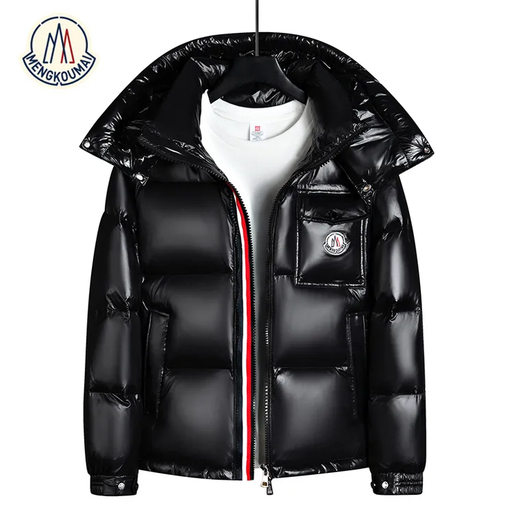 蒙口迈彩虹条鹅绒服男女款2025冬季新款加厚保暖黑金羽绒服外套潮