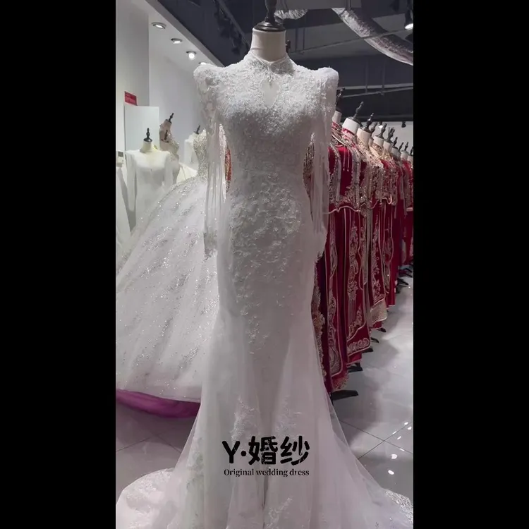 定制款 原创  公主裙撑鱼尾裙时尚长拖尾裙婚纱婚礼欧若新中式138