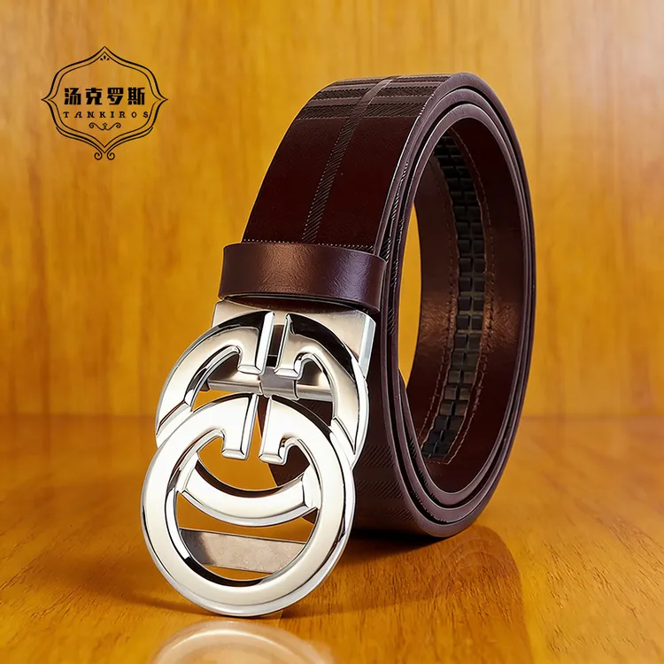 TANKIROS/汤克罗斯商务休闲男士腰带牛皮无夹层自动扣3.5时尚皮带