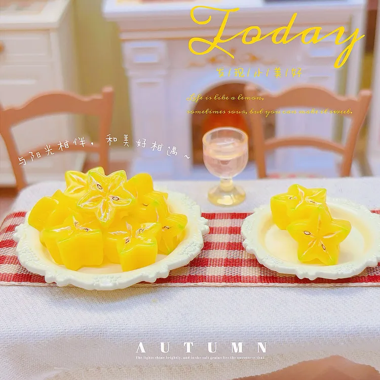 朵儿定制-半个杨桃-微缩食玩配件奶油胶树脂diy百搭爆款