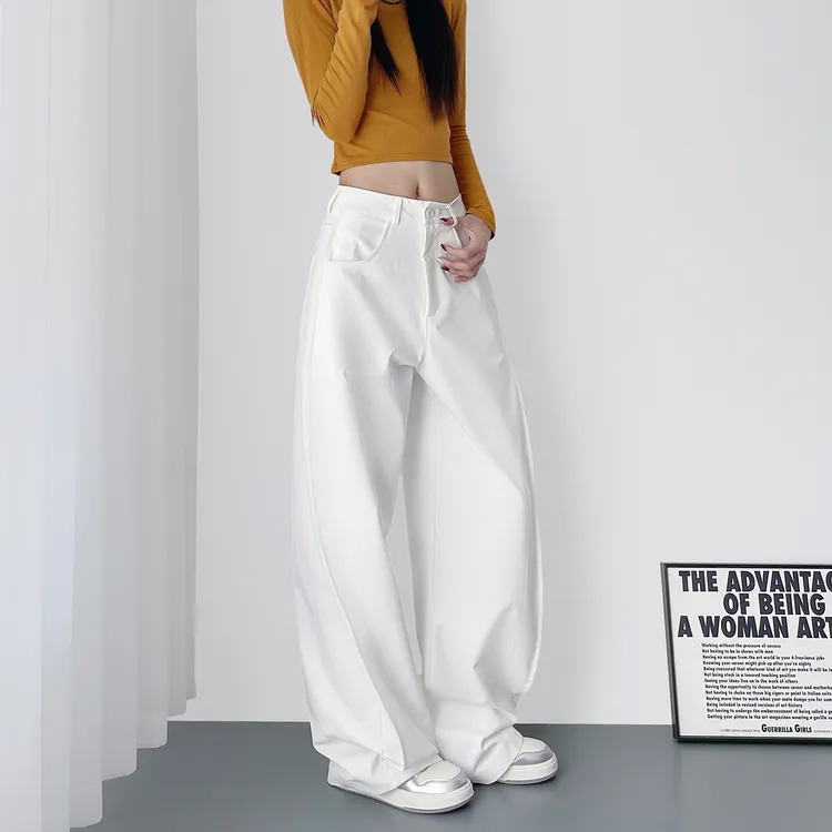 大码秋季新款阔腿裤女梨形身材宽松显瘦拖地西装裤高腰加长休闲裤