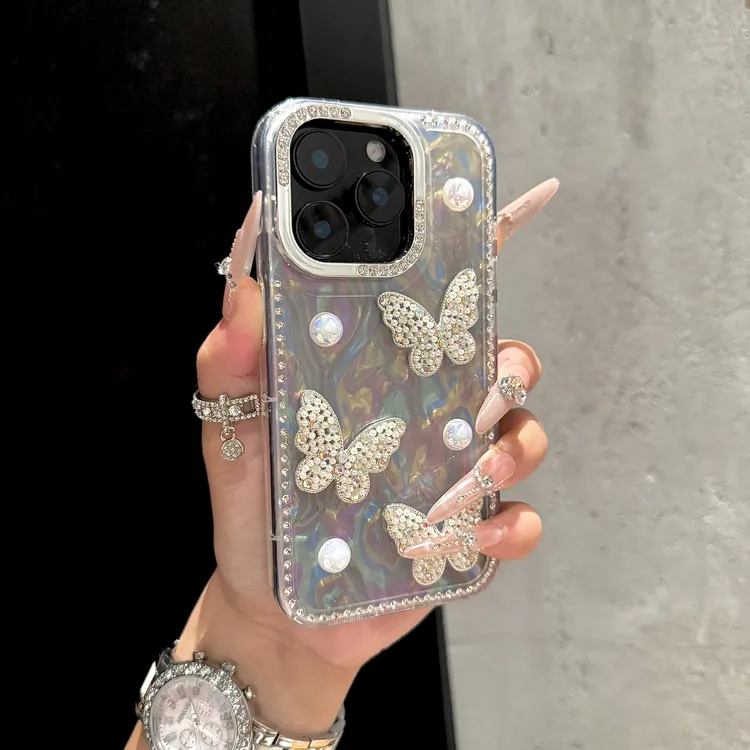 【相机AI按键】适用苹果16promax手机壳iPhone15水钻蝴蝶结苹果1413