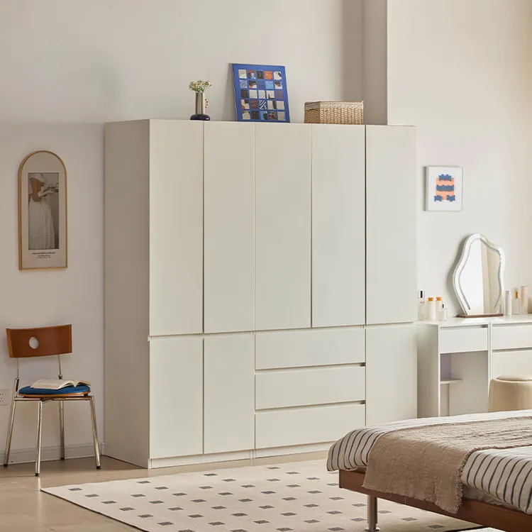 （好天专属）万倍乐金属碳钢带抽屉简约风衣柜组装白色家用卧室收纳轻奢简易